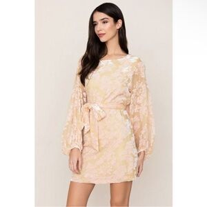Yumi Kim bellflower blush Floral Mini Dress in Cream and Pink